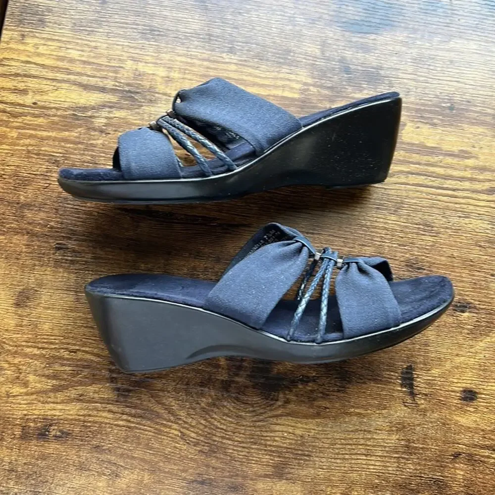 Kim Rogers Annabelle Navy Fabric Strappy Wedge Sandal